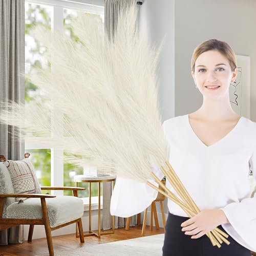 wintfarm 7 Stück 100cm Künstliches Pampasgras Deko Groß, Trockenblumenstrauß XXL Künstliches Strauß, Boho Deko für Hochzeit Wohnzimmer Schlafzimmer (Beige)