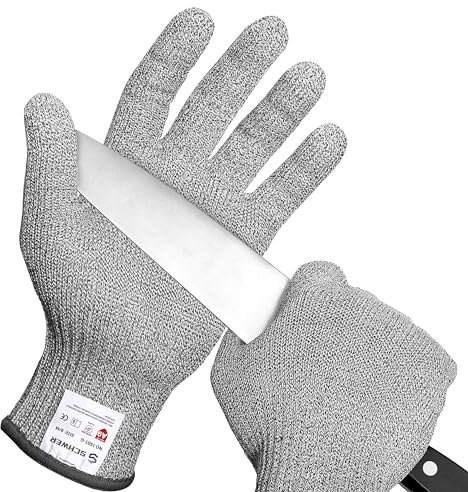 Schwer LEVEL A9/F Schnittschutzhandschuhe, ultimativer Schnittschutz nach den höchsten US-amerikanischen und europäischen Standards, PFAS-frei, zum Schneiden von Fleisch, Austernschütten(grau,S)
