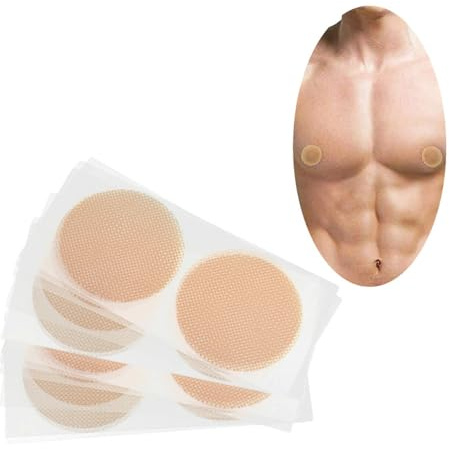 HSAJS 60 Stück Herren Unsichtbare Nippelpads Atmungsaktiv Hypoallergen Einweg Nackt Farbe Nippelabdeckung Unsichtbare Brustwarzenabdeckung für Läufer & Athleten (35mm)