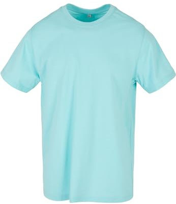 Build Your Brand Herren T-Shirt Round Neck, Männer Basic T-Shirt mit Rundhalsausschnit, Regular Fit, Baumwolle, Berylblue, 5XL