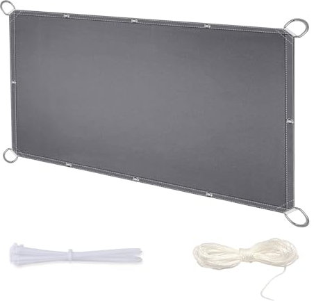 Voile d'ombrage Imperméable Rectangulaire Carré 1.4x2.8m Voile d'ombrage, Toile Solaire Voile Rectangulaire Brise Vue Toile Jardin occultant avec D-Ring Oeillets Attaches câble et Cordons Gris foncé