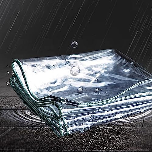 Plane, 3m x 3m, wasserdichte, durchsichtige PVC-Abdeckung – strapazierfähige, transparente Plane mit 400g/m² – Haus- und Gartenpflanzenschuppen-Stoff, Möbel, Wohnwagen, winddichtes Camping-Überdachung