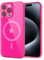 Svanove for iPhone 15 Pro Case Clear Compatible with Magsafe, Fluorescent Transparent Magnetic Magnet Mag Case, Slim Thin Bright Silicone Grip & Shockproof Bumper Camera Cover, Neon Hot Pink