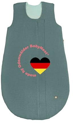 Odenwälder BabyNest Sommer-Schlafsack | Babyschlafsack ohne Ärmel | Kinderschlafsack ab 0 Monate | Sommerschlafsack atmungsaktiv & pflegeleicht | Baby-Schlafsack mit Reissverschlussschutz (596, 110)