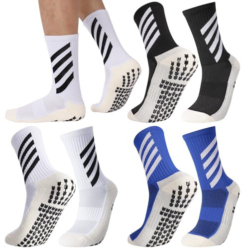 Meng Jiaran 3 pairs Anti-slip Football Sock, Grip Socks Soccer Socks with Rubber Dots Athletic Socks for Men Women Football Basketball Hockey Sports