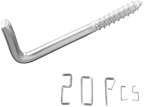 soimuk Ganci a vite in acciaio inossidabile 304 da 5,1 cm, 20 pezzi, ganci a vite a 7 forme, ganci per medaglie ad angolo retto a forma di L, ganci a vite per appendere (20, 2-3/4 x 5 mm)