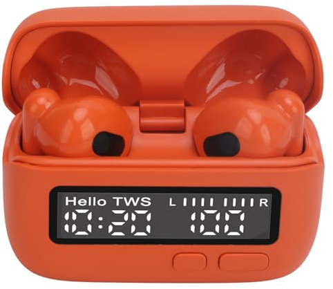 Annadue Kabellose Bluetooth Ohrhörer, Stilvoller Retro Stereo Sound, ENC Kopfhörer mit Rauschunterdrückung, Ergonomische, Komfortable In Ear Kopfhörer für Sportliches Fahren (ORANGE)