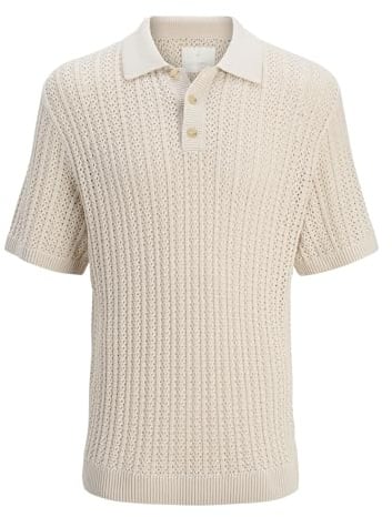 JACK & JONES Mens Male Poloshirt Einfarbig Jprccjoel Knit Polo Ss Sn, Grey (Whitecap Gray), XL UK