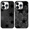 Foonary 2 Pack Black Print Phone Case Compatible with iPhone 16 Pro 6.3, Slim Soft Silicone with Fashion Star Design Aesthetics Pattern Cases, Shockproof Bumper Protector Cover for iPhone 16 Pro