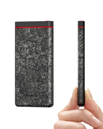 SHARGE Power Bank 10000 mAh, CarbonBlade Powerbank, Ultraleichter und Schlanker Externer Handy-Zusatzakku aus Kohlefaser mit 22,5 W USB-A-Ausgang/18 W USB-C-Eingang für iPhone 14/13/12 Pro/Pro Max