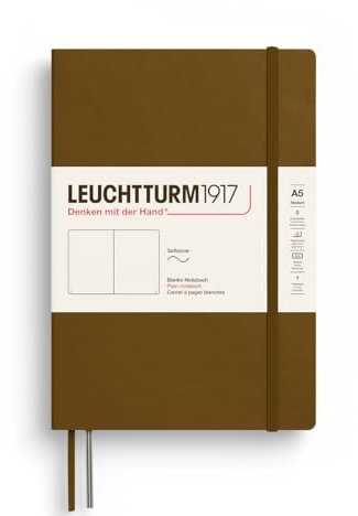 LEUCHTTURM1917 372210 Notizbuch Medium A5, Softcover Schreibbuch, 123 nummerierte Seiten, Spice Brown, blanko