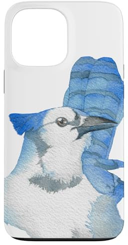 iPhone 13 Pro Max blue jay watercolor bird portrait Case