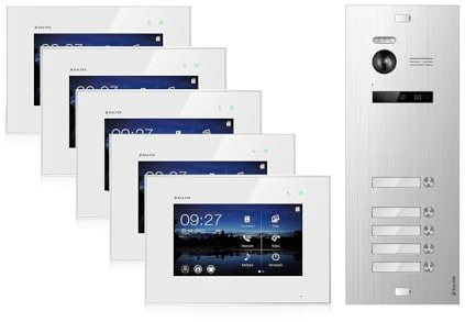 SCHUTZER Balter EVO 2-Draht Bus Video Türsprechanlage Komplettsystem mit 150° Weitwinkelkamera, 2 Klingeltasten 7 Touchscreen-Monitor