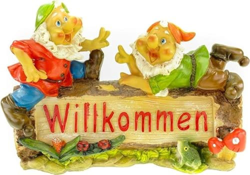 Generisch Zwerge Gartenzwerge Herzlich Willkommen 26cm