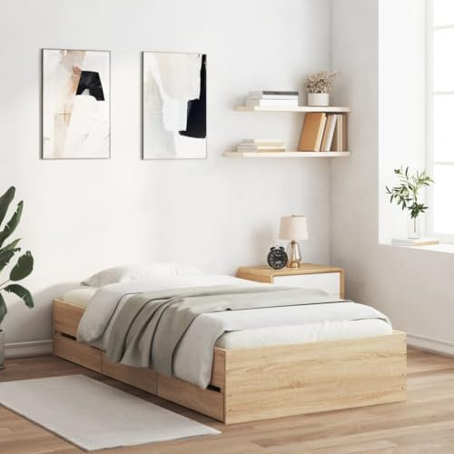 Festnight Bett 100x200 cm mit Stauraum Holzbett Bettgestell Holz mit Schubladen Doppelbett Einzelbetten Bettkasten Jugendbett Bettrahmen Schlafzimmer Bett Jugendzimmer