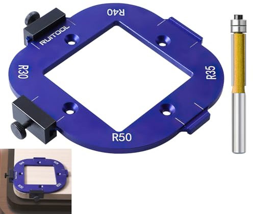 Gabarit Defonceuse a Bois, Alliage D'aluminium, Multi-tailles Cinq en un Gabarit Défonceuse, avec Coupe-Roulement, Traitement de Haute Précision, la Coupe à L'arc et au Fraisage de Congés (violet)
