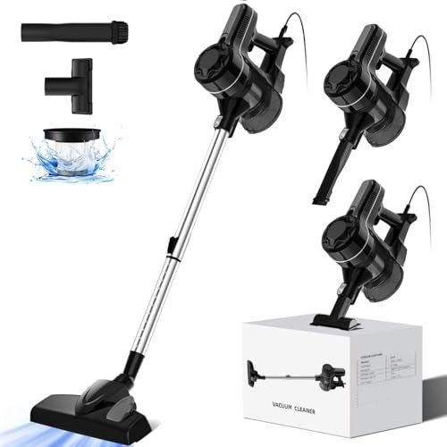 Tedrills Staubsauger,450W & 25KPa staubsauger mit Kabel,Staubsauger ohne Beutel,Stielstaubsauger mit 5 Meter Kabel und schwenkbarem Kopf,6 in 1,Vacuum Cleaner für Hartböden, Teppiche, Tierhaare