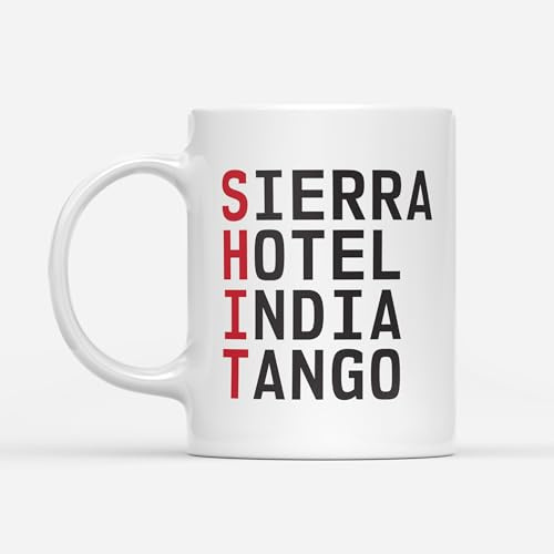 DV DESIGN 1 x Funny Swear Words Mug - NATO Alphabet Rude Insults Phonetic Military Idiot Army Joke Travel Dad Grandad Friend Drinks Cup #82777