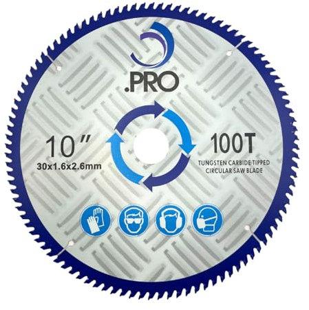 .PRO 255mm 100T Circular Saw Blade - 30mm Bore (25,20,16mm Reduction Rings) - 2.6mm Kerf - Fits DeWalt, Makita, Bosch, Milwaukee, Evolution