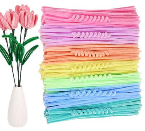 Limpiador de tuberías - 300 unidades de palos y difusos, limpiadores de tubos de colores para artesanías | palillos gruesos de felpilla, varillas de felpa, manualidades para niños, limpiador de