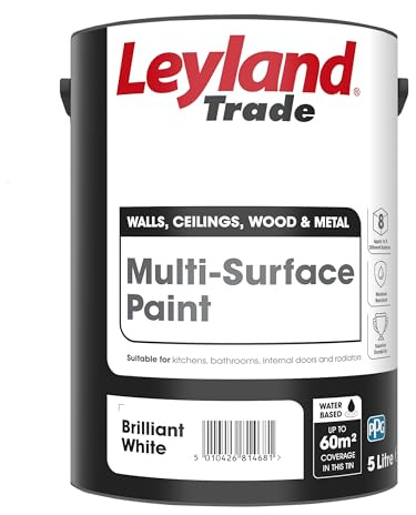 Leyland Trade - Multi Surface Paint - Brilliant White - 2.5L | Smooth Matt Finish, Interior Walls, Ceilings, Wood & Metal, Suitable for 12 Different Surfaces, Moisture Resistant