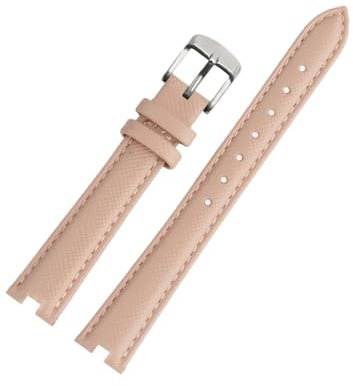 EMAIGlPO Gekerbtes Uhrenarmband passend for Gucci YA141401 YA141505 YA1414 YA1415 GC Damen-Lederarmband 12 x 5 mm 14 x 5 mm(Pink-silver,12mm-5mm)