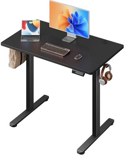 DEVAISE Electric Adjustable Height Desk 100x60 cm, Standing Desk with Memory Smart Pannel, Adjustable Height 72-120cm, Silent Motor, Ergonomic Desk Table for Home Office, Black