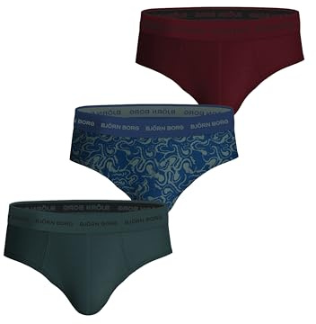 Björn Borg Men’s Briefs 3 Pack – Cotton Stretch Underwear with Logo Waistband, Mid-Rise Fit, Breathable Everyday Briefs