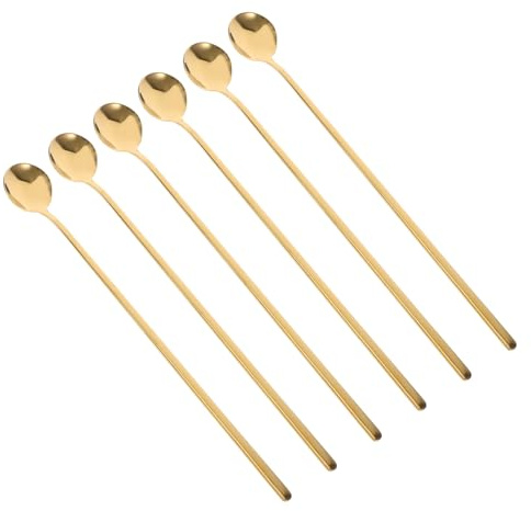 TOPPERFUN 6 piezas Cucharas de Postre Doradas de Acero Inoxidable con Mango Cucharillas para Café Batidos y Helados para Hogar y Cafetería