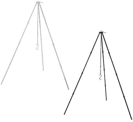Réchaud avec trépied - d'aluminium de grande taille, support de cuisine pour extérieur léger et pliable, cuisinière de camping avec chaîne réglable, équipement de survie apporté