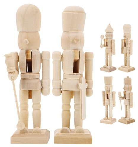 DIYEAH Lot de 6 Marionnettes Casse-Noisettes en Bois Blanc 12 CM Soldats Casse-Noisette à Peindre Décorations de Noël DIY Figurines Noël Ensemble Artisanat Festif