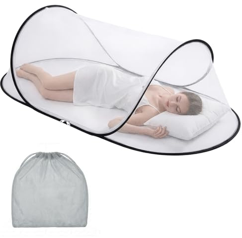 Eulihent Zanzariera, 200 x 80 x 56 cm Zanzariera Pieghevole a Scomparsa per Letti per Tende Campeggio da Viaggio per Camere da Letto, Campeggio All'aperto, Letti