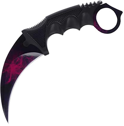 Generisch Hochwertiges 19cm CSGO Karambit Messer Übungsmesser Trainingsmesser Real-Life-Sammlung Jagd Survival Outdoor Counter-Strike Global Offensive Jagdmesser Knife (Purple Knife [Scharf!])