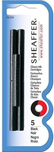 SHEAFFER Classic Fountain Pen Ink Cartridges, Black, 5-Pack (96330)