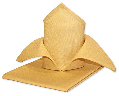 Haus und Deko Stoffservietten 4er Pack Struktur Leinen-Optik bügelfrei 50x50 cm Servietten #1239 (gelb)