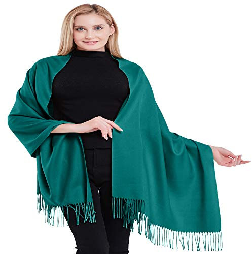 CJ Apparel Jadegrün 100% Kaschmir Zweilagige Schals Pashmina Handgemacht in Nepal Schultertuch Schal Umschlagtuch NEU