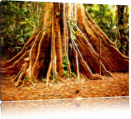 Mächtiger Urwald Baum Deluxe Format: 120x80 cm auf Leinwand, XXL riesige Bilder fertig gerahmt mit Keilrahmen, Kunstdruck auf Wandbild mit Rahmen, günstiger als Gemälde oder Ölbild, kein Poster oder Plakat