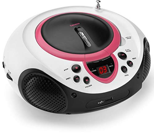 Lenco SCD-38 Tragbares UKW-Radio mit CD/MP3-Player (USB 2.0) Pink