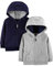 Simple Joys by Carter's 2-Pack Fleece Full Zip Hoodies Fashion, Grigio/Blu Marino, 6-9 Mesi (Pacco da 2) Bimbo