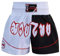 Farabi Sports Muay Thai Short Kinder Muay Thai Hose Junior Jungen und Mädchen Kickboxen Hose für Kampfsport Käfigkampf und Training (DE/NL/SE/PL, Alphanumerisch, XXS, Regular, Regular, White/Black)