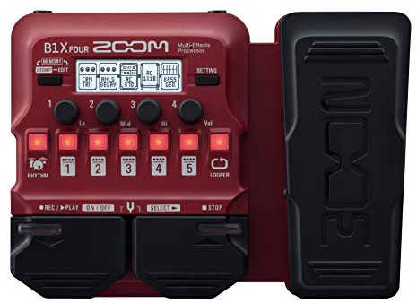 Zoom B1X FOUR Bass Multi-Effects Processor with Expression Pedal, 70+ Built-in Effects, Amp Modeling, Looper, Rhythm Section, Tuner, Battery Powered