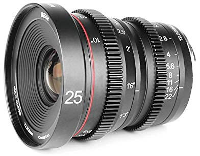 Meike Mini obiettivo Cine 25mm T2.2 a grande apertura con messa a fuoco manuale, compatibile con Fujifilm X, obiettivo a bassa distorsione
