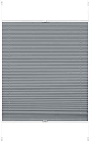 GARDINIA Plissee ohne Bohren, Zum Klemmen, Blickdicht, Falt-Rollo zur Verdunklung, Sichtschutz, Verstellbar von 6 mm - 30 mm, Greta, Rauchblau, 100 x 130 cm