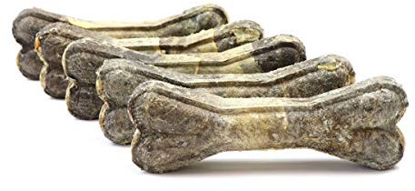 DOGBOSS 100% Natur Kauknochen Hundeknochen, Rinderhaut mit Dorsch, 5 Stück 22 cm