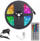 FOLGEMIR LED Streifen 5M RGB LED Strip 5050 SMD 300 LED Band, LED Lichtband Wasserfest mit 44 Tasten Fernbedienung 12V Netzteil für Haus, Raum, Party, Hochzeit, Dekoration