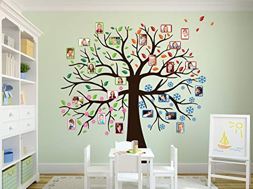 GRAZDesign Wandtattoo Baum - vier Jahreszeiten Geburtstagskalender selbst gestalten Wandkalender für Kindergarten oder Schule - Klassenraum - Wandtattoo Familien Baum