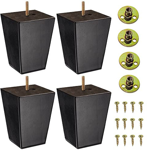 The Blue Cactus Company Wooden Furniture Legs Set of 4-5 in Espresso Square Tapered Screw-in Legs - Bench Replacement Feet