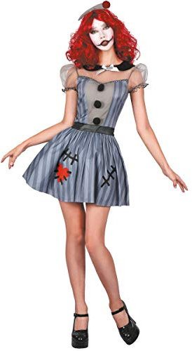 DEGUISE TOI Horror-Puppe Damenkostüm für Halloween grau-schwarz-rot - Grau, Silber