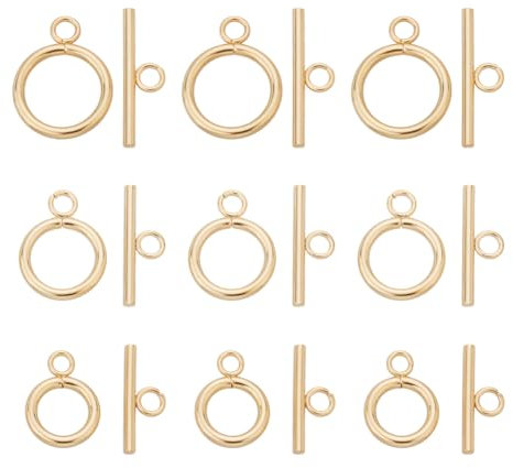 UNICRAFTALE 18 Sätze 3 Größen Edelstahl Kippverschlüsse Stangen Und Ring Verschlüsse Goldene Armband Verschlüsse Steckverbinder Für Die Herstellung von Schmuck Verschlüsse Für Armbandketten