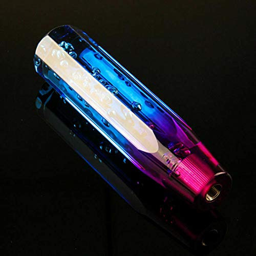 Riloer Auto Manueller Schaltknauf Kristall Luftblasenschaltknauf Lila Blau Auto Kristall Bubble Schaltknauf Stick Shifter Purple & Blue(20cm)